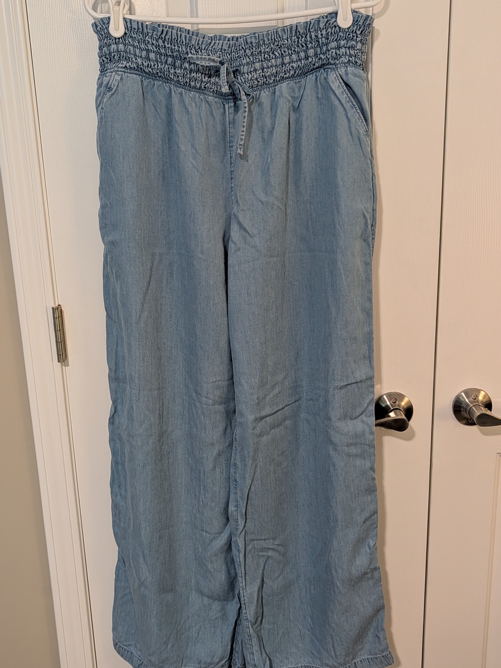 SO Light Blue Smocked Waist Wide Leg Pants